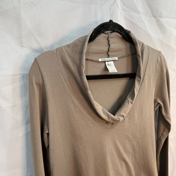 Prairie Underground Tan Organic Cotton Falconet Cowl Neck Long Sleeve Top - Picture 3 of 6
